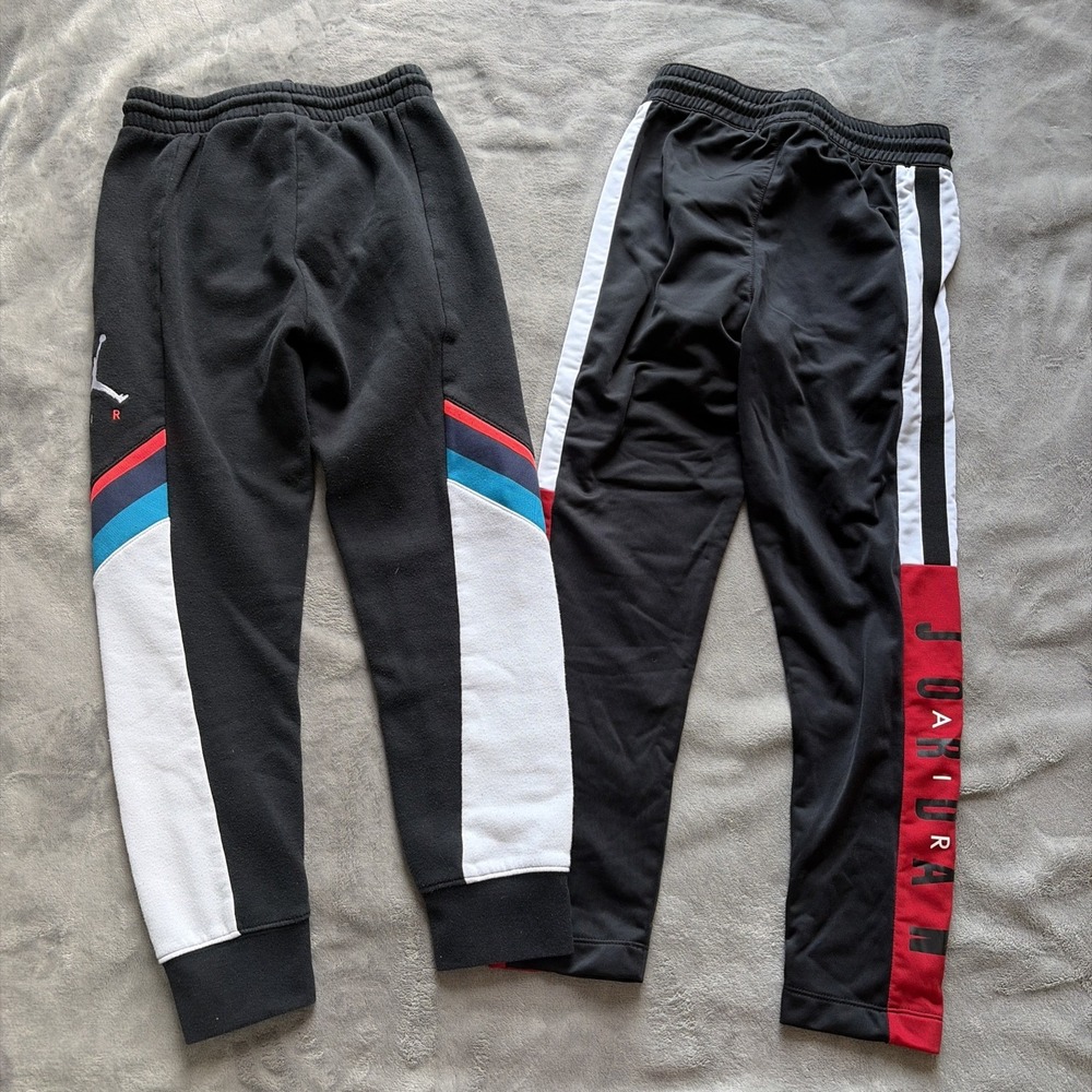 2 Jordan Joggers Youth Boys Sz Small 8-10 Black Jumpman Athletic Sweatpants - Picture 4 of 6